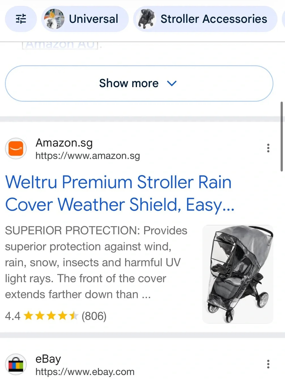 Premium Stroller Rain Cover Weather Shield, Easy in/Out Zipper, Universal Size,